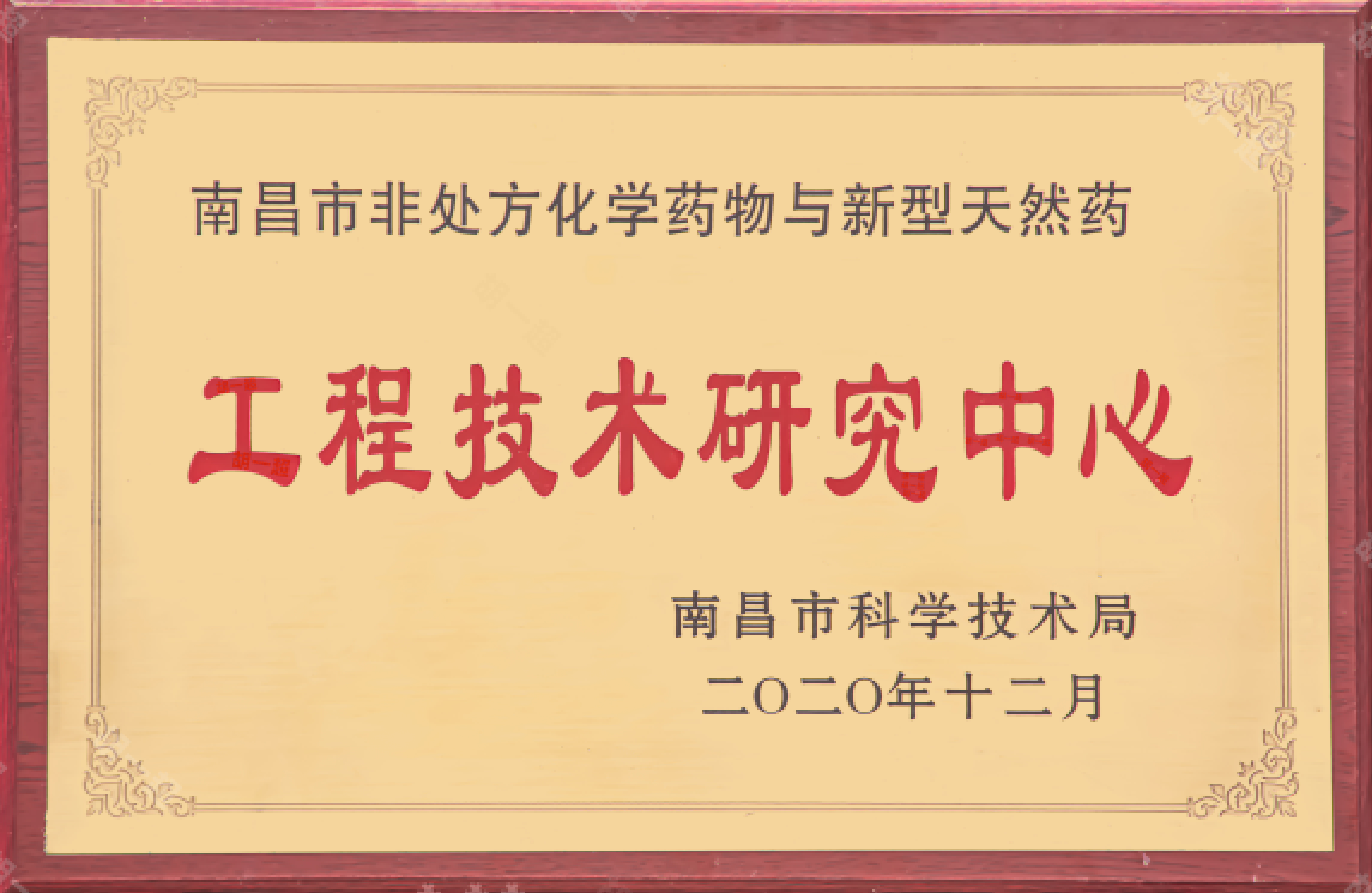 【資質(zhì)榮譽】南昌市非處方化學藥物與新型天然藥 工程技術研究中心