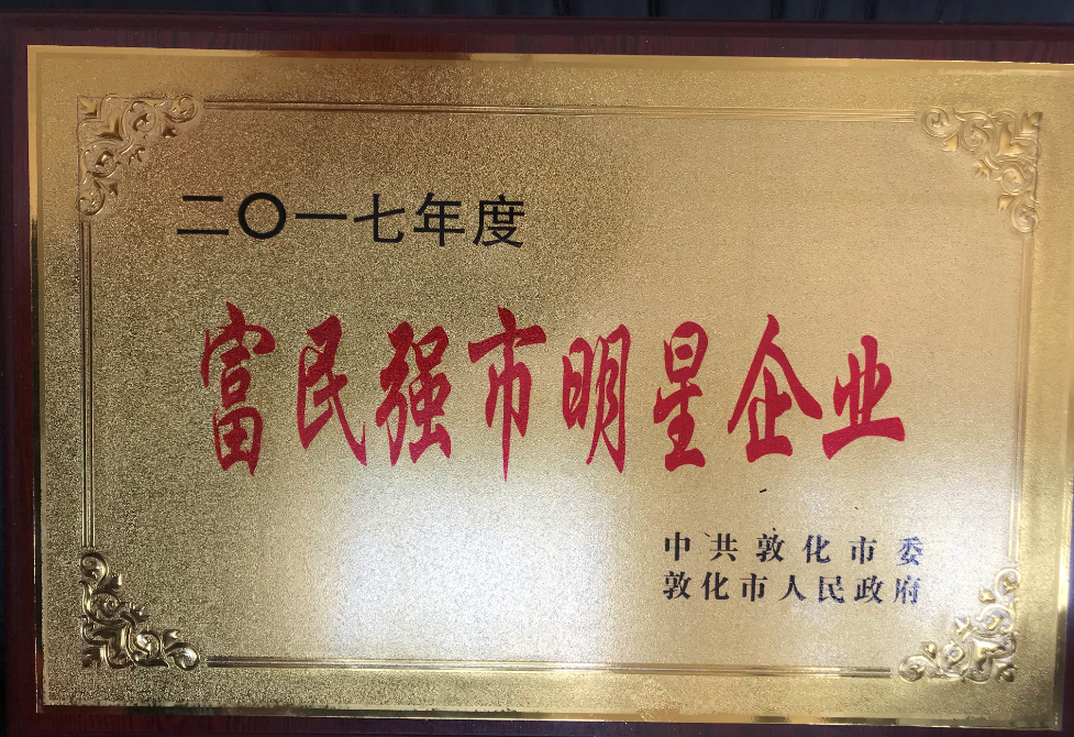 公司被評為富民強市明星企業(yè)。